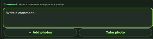 Actual HWGrow community comment composer with Add photos and Take photo controls