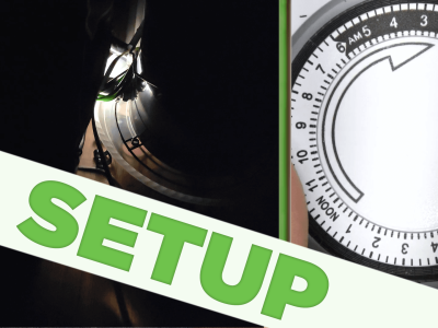 Grow-light timer and reflector shown in a lighting setup thumbnail
