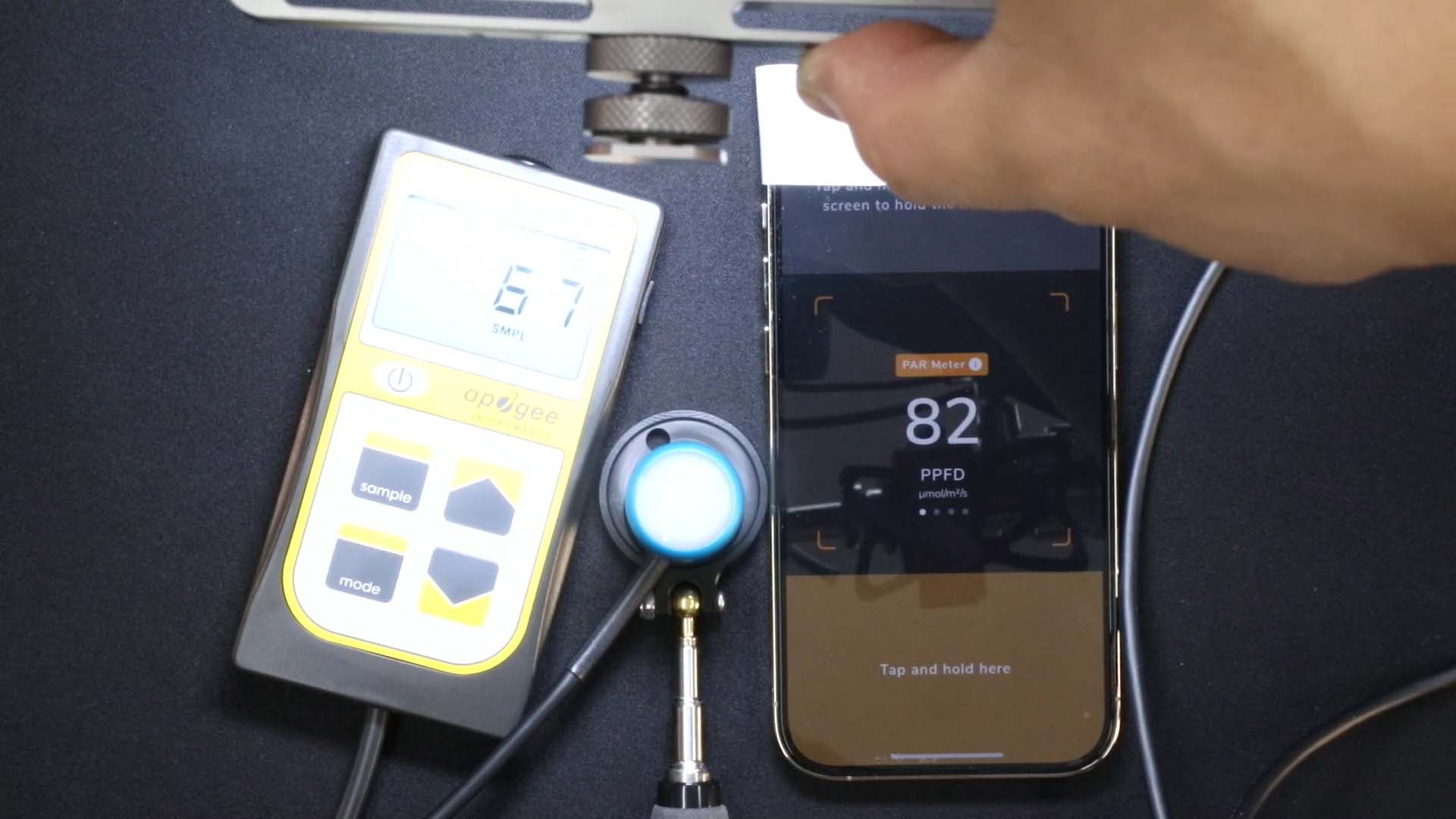 Photone phone light-meter app compared with an Apogee MQ-500