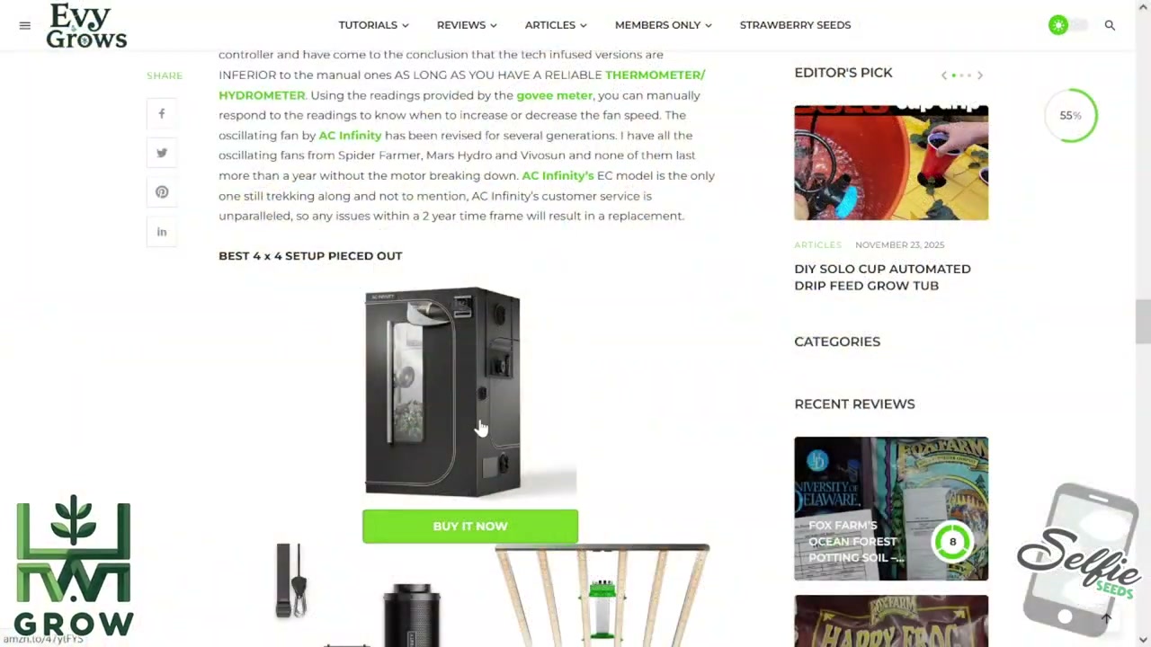 Inside a four-by-four grow tent while checking equipment placement