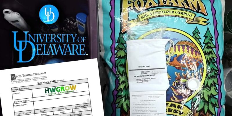 FoxFarm Ocean Forest soil bag beside home test and laboratory results