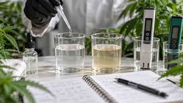 Two nutrient solutions compared with equal drops of pH adjuster