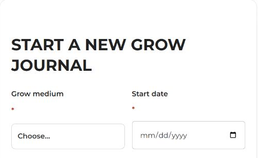 Start a new grow journal form