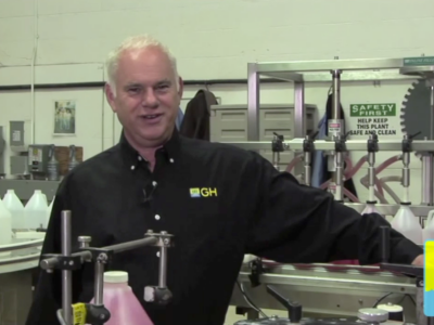Lawrence Brooke at a General Hydroponics bottling line